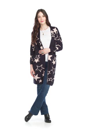 JT-15701 - Stared Knitted Jacket with Pockets - Colors:  Beige, Navy  - Available Sizes:S-XL - Catalog Page:24 